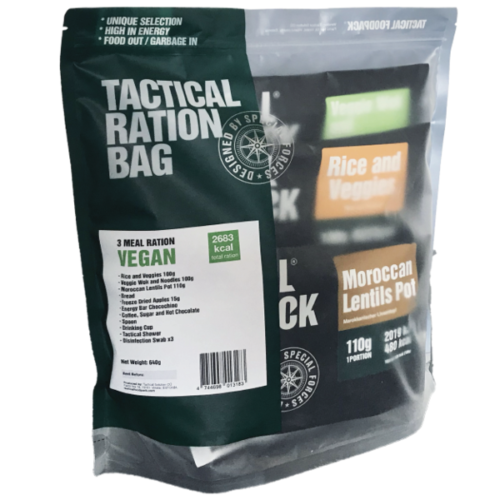 Tactical Foodpack Ration Bag - Vegan 3 Meal - Vegan ration  Bag- ivtactical.com - Picture 1 of 2