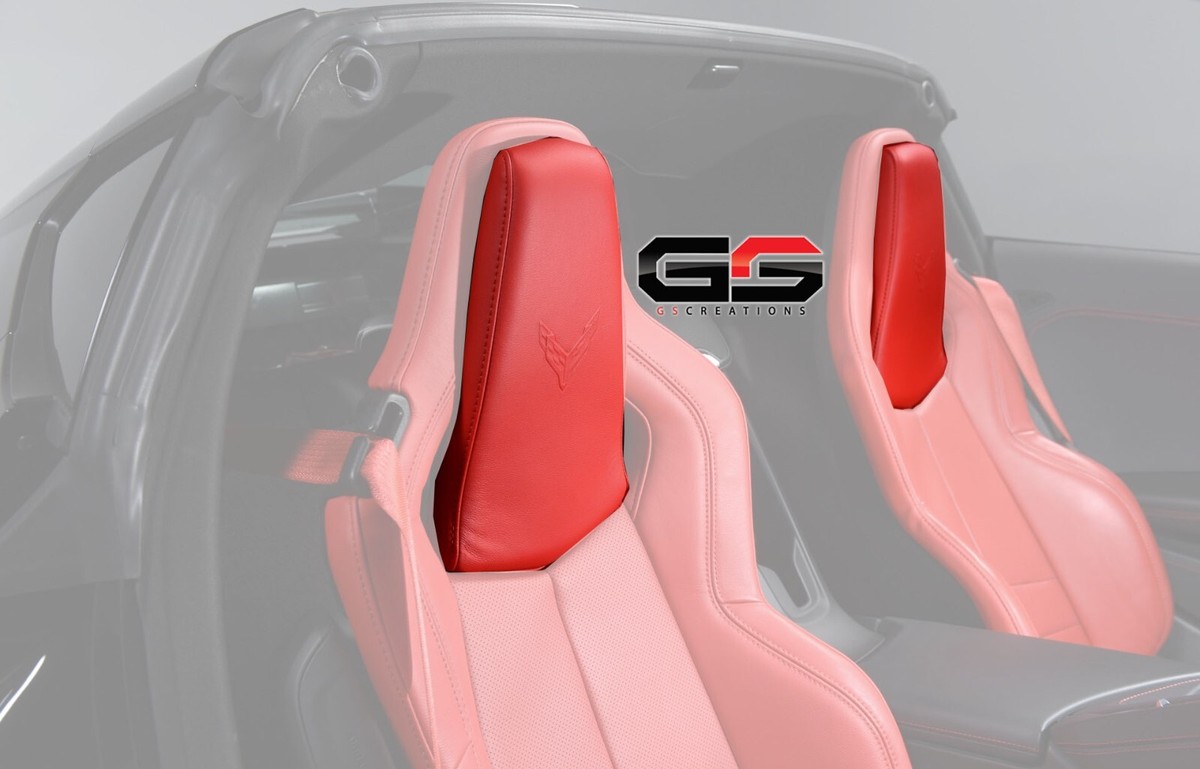 2020+ C8 Corvette GT1 Adrenaline RED Front Seat Head Rest Covers