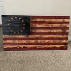 Wooden Rustic American Flag 37”x19” - 13 Stars