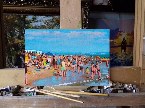 Oil Painting Arseni ~ PLEASANT VACATION 12" X 8" NO FRAME USA - Picture 8 of 11