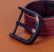 Solid Black Alloy Pin Single Prong Clip Rectangular Belt Buckle For 1-1/2" Strap