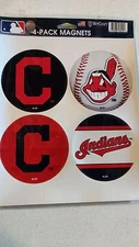 CLEVELAND INDIANS 4 PACK OF DIE-CUT VINYL MAGNETS CHIEF WAHOO 