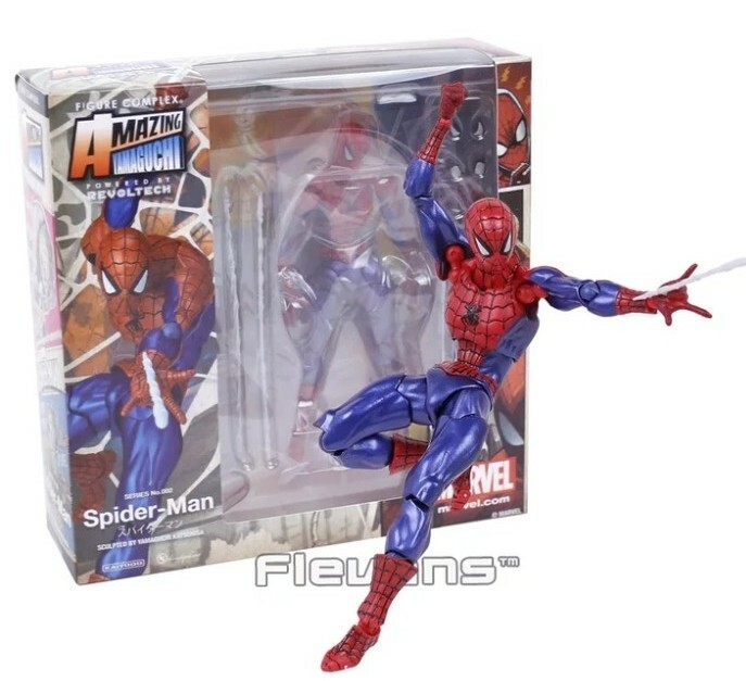 Figura De Spiderman Articulada Con Accesorios Revoltech Amazing 16 Cm
