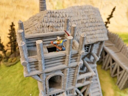 Fortified Blockhouse Palisade Outpost 28mm Colonial Pirate Terrain D&D Warhammer - Picture 8 of 10