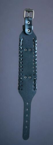 Men's Wide Faux Leather Bracelet Viking w/Bronze Triquetra Celtic Knot Bracelet - Picture 5 of 5