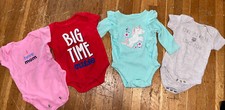 Girls Lot of 4 one piece Bodysuit Set Size:0-3 Months EUC