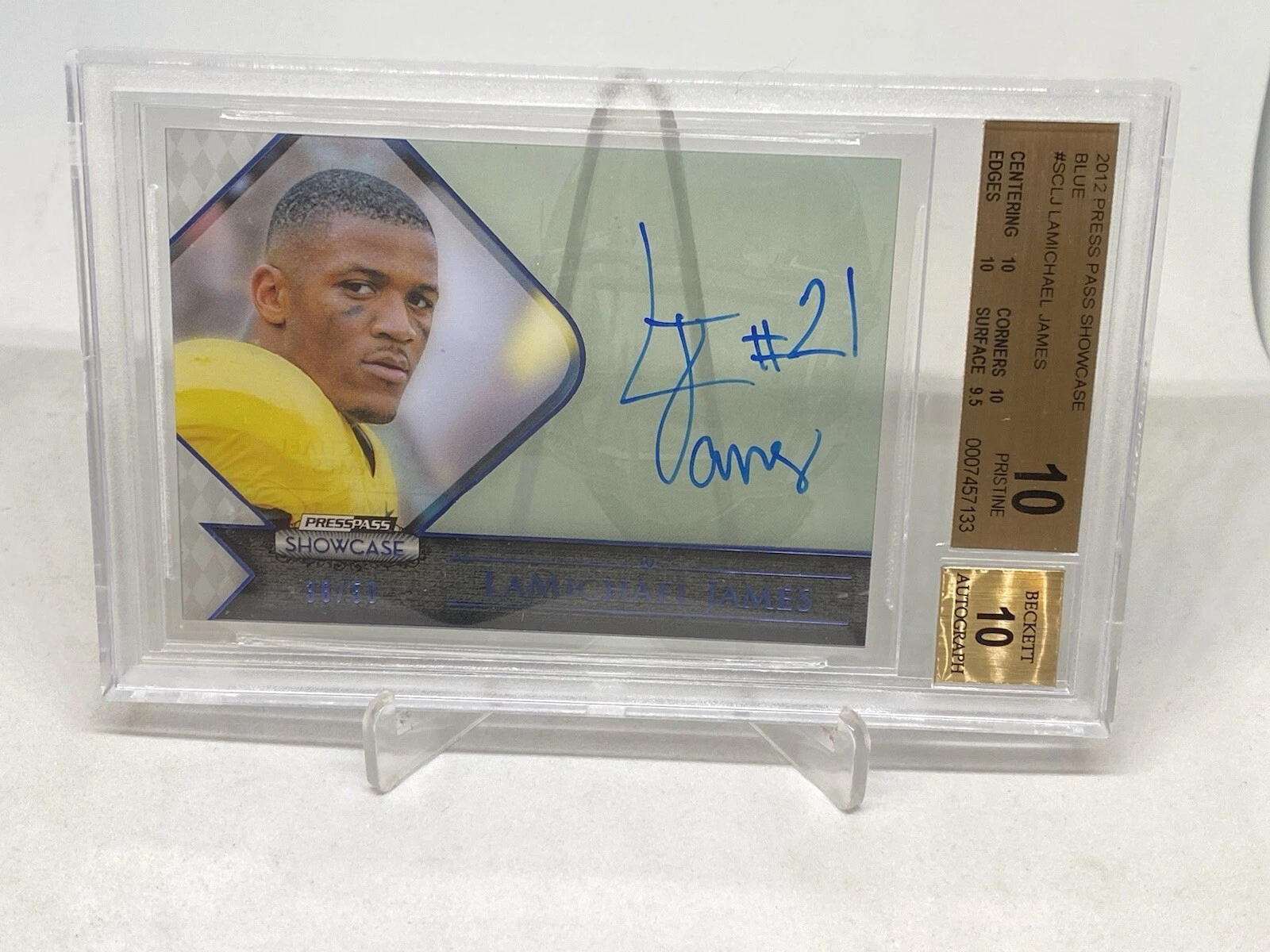 LaMichael James Press Pass Showcase #LJ Blue-Autograph