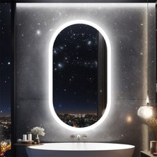 Wall-mounted Bathroom Mirror Oval Makeup Mirror with Backlight. 3 Color Anti-fog