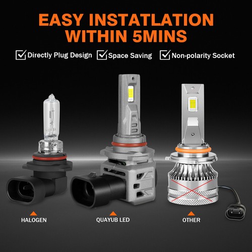 QUAYUB 9005 HB3 LED Bulbs 6000K White 60W 20000 Lumens 600% Brighter Headlights - Picture 4 of 12