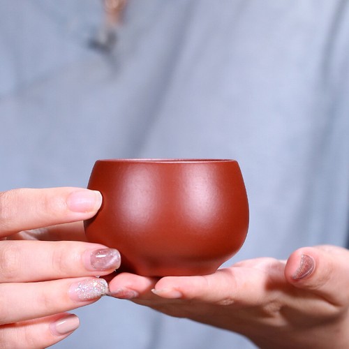 on sales tea cup real yixing zisha dahongpao clay marked cup kungfu teacup 3.4oz - Picture 2 of 9