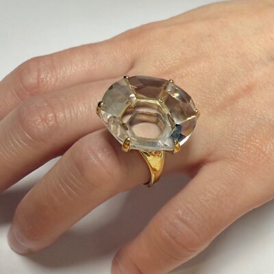 IPPOLITA Gemma klarer Quarz Ring mit großem Stein in 18 Karat Gelbgold Größe 7