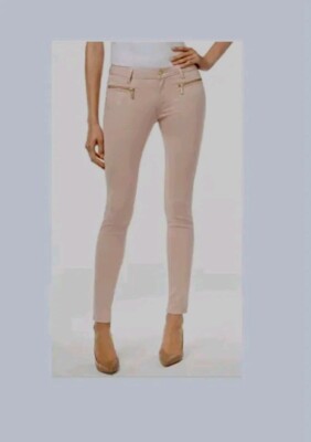 Michael Kors Izzy Pink Zip Pocket Skinny Jeans  Mid Rise Size 4