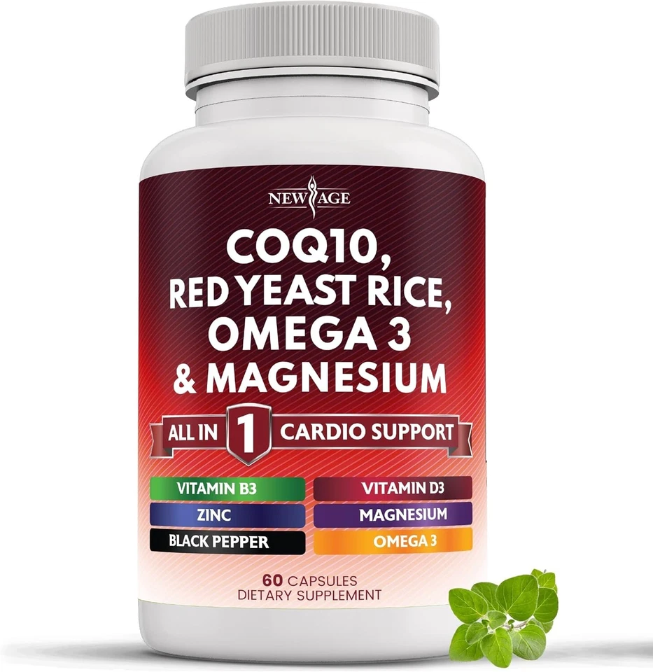 COQ10 200mg Arroz de Levadura Roja, Omega 3, Complejo de Magnesio, Zinc Vitamina K2 D3 Foto 2 de 4