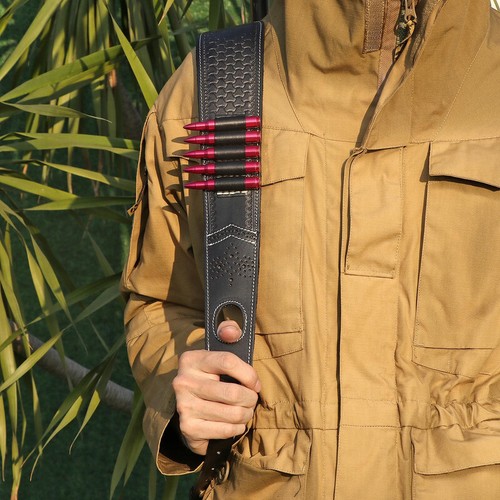 TOURBON Leather Rifle Sling Padded Bullets 30-06 Ammo Carry Strap+Swivels Screws - Picture 13 of 24