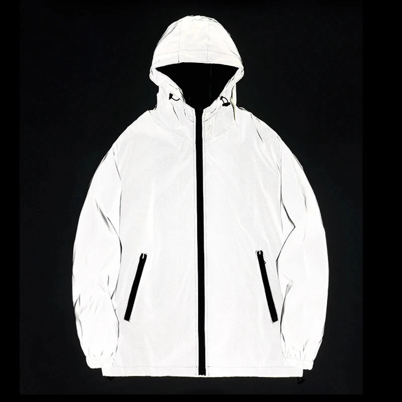 Men's Reflective Windbreaker Jacket Lightweight Classic Coat Waterproof Outdoor - Image 3 of 4
