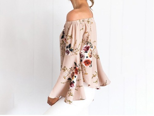 Brown Floral Off-the-Shoulder Boho Tank Top Semi Sheer Loose Flowy Flopper Shirt - Picture 8 of 12