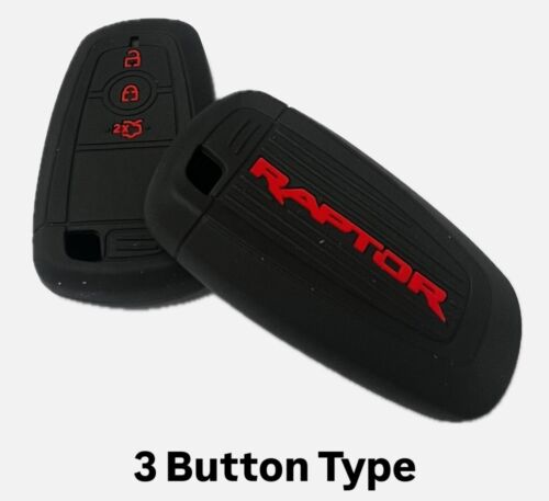 Silicone Car Remote Key Fob Cover For Ford Ranger Raptor 2018 to 2024 Red 3 butt - Picture 2 of 2