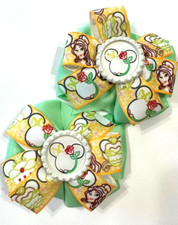 Beautiful Belle Minnie Mouse Head Inspired Pigtail hairbows for girls.