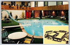 Poolside Kahler Inn Towne Motel Albert Lee MN Minnesota UNP Chrome Postcard E14
