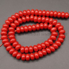 Genuine natural 5x8mm red Jade gemstone abacus rondelle loose beads 15"