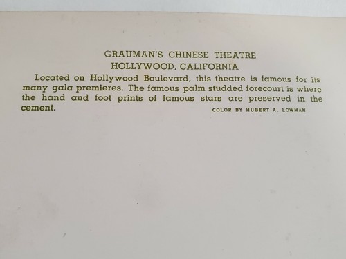 GRAUMANS CHINESE THEATRE HOLLYWOOD CALIFORNIA JUMBO POST CARD THEATER - Picture 2 of 4