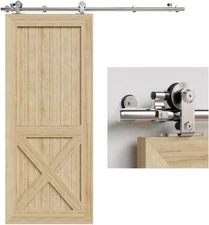 4FT-20FT Stainless Steel Sliding Barn Door Hardware Closet Kit for 1/2 Wood Door