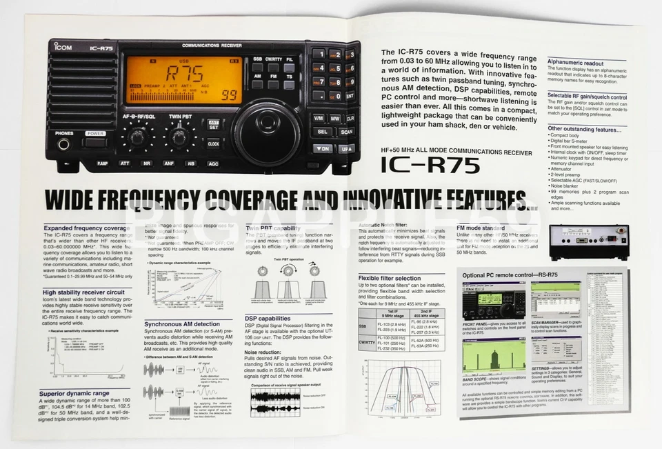 Sales Flyer Brochure For Icom IC-R75 Shortwave Radio Receiver - Image 2 of 3