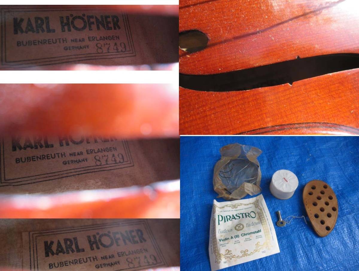Violin Karl Hofner Bubenreuth Near Erlangen Germany SN 8749 and
