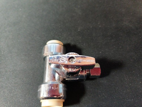 Brass Push Tee Stop Valve 1/2 x 1/2 x 1/4 Inch Easy Install Chrome Finish - Picture 5 of 5