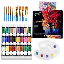 Acrylic Paint Set, 24 Rich Pigment Colors 12 ml (Pack of 24), 24 Basic 