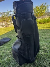 Jones Sports FAUX Pebbled LEATHER Cart Golf Bag Black With Rain Cover