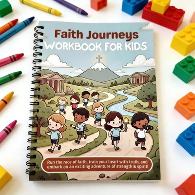 2025 Faith Journey Kids Travel Workbook Writing Drawing Learning Activity Tool