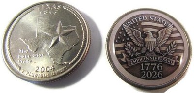 250th US ANNIVERSARY epoxy logo GOLF GOLFER LUCKY COIN QUARTERS GOLF BALL MARKER