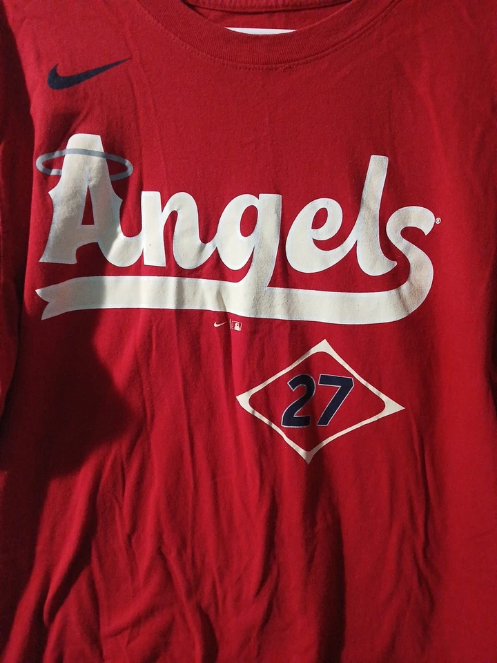 Nike Los Angeles Angel's 27 Camiseta Roja Mike Trout 27 Camiseta Grande Foto 2 de 4