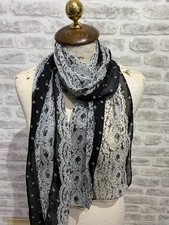 Chiffon sheer scarf lace print