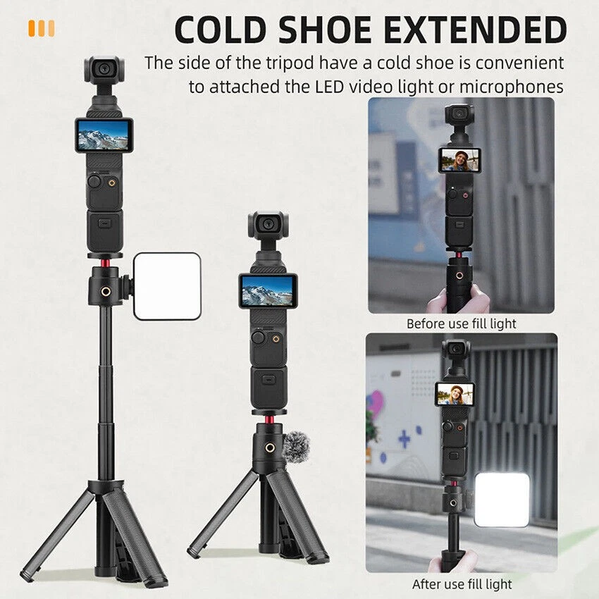 Trípode invisible 2 en 1 para palo selfie para *Insta360 X4 X3/OSMO Pocket 3 acción 4