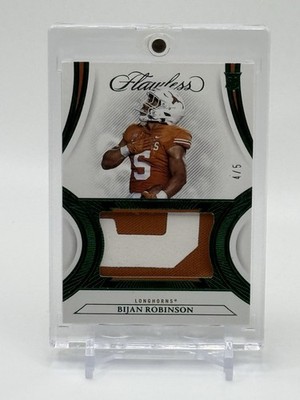 2023 Panini Flawless Collegiate BIJAN ROBINSON Emerald Rookie Patch #4/5 - TEXAS