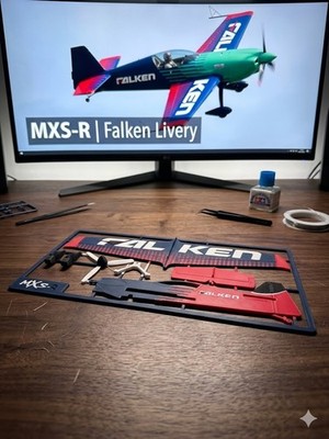 3D Printed MXS-R Falken Livery RC Airplane Model Kit Display   Aviation Desk Dec