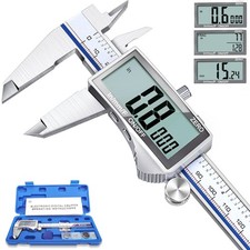 Kynup Digitaler Messschieber mit LCD-Bildschirm, 150mm Schieblehre silber Metall
