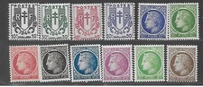 1945 /1947 chaine brisées et Cérès mazelin   série du N° 670 A 681 Neuf **