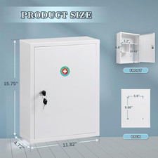 Wall Mount Locking Medicine Cabinet Large Capacity First Aid Cabinet for Bathroo