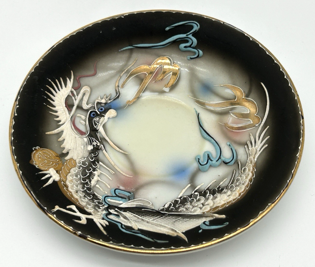 LOVELY 1920s Dragonware Tea Cup & Saucer NUDE GEISHA LITHOPHANE