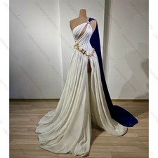 Elegant One Shoulder A-Line Evening Dress Beaded Stain Mermaid Formal Prom Gown