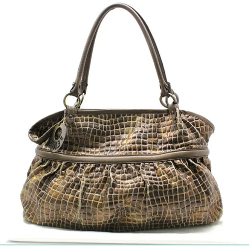 Fendi Brown Metallic Chef Large Shoulder Bag Leather Used