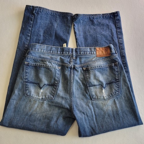 Vintage Y2K Guess Jeans Mens 36x32 Cliff Relaxed Boot Thigh Fade Distressed - Picture 17 of 18