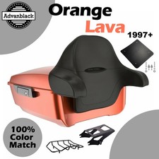 Orange Lava King Rear Trunk Pack Luggage Black Hinges & Latch For 97+ Harley