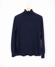 VELVET By Graham & Spencer Long Sleeve Turtleneck Top Navy M $158 A3 216