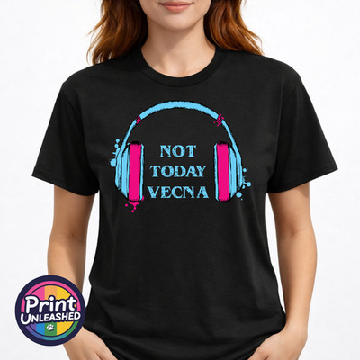 Not Today Vecna T-Shirt Kopfhörer Stranger Things lebendiger Grafikdruck S-2XL
