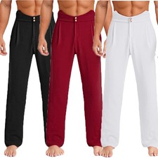 Mens Dancewear Straight Long Pants Salsa Trousers Rumba Latin Loose Back Tango