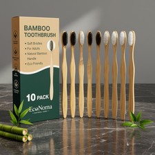 10 Natural Bamboo Handle Toothbrushes Eco Friendly Soft Bristles